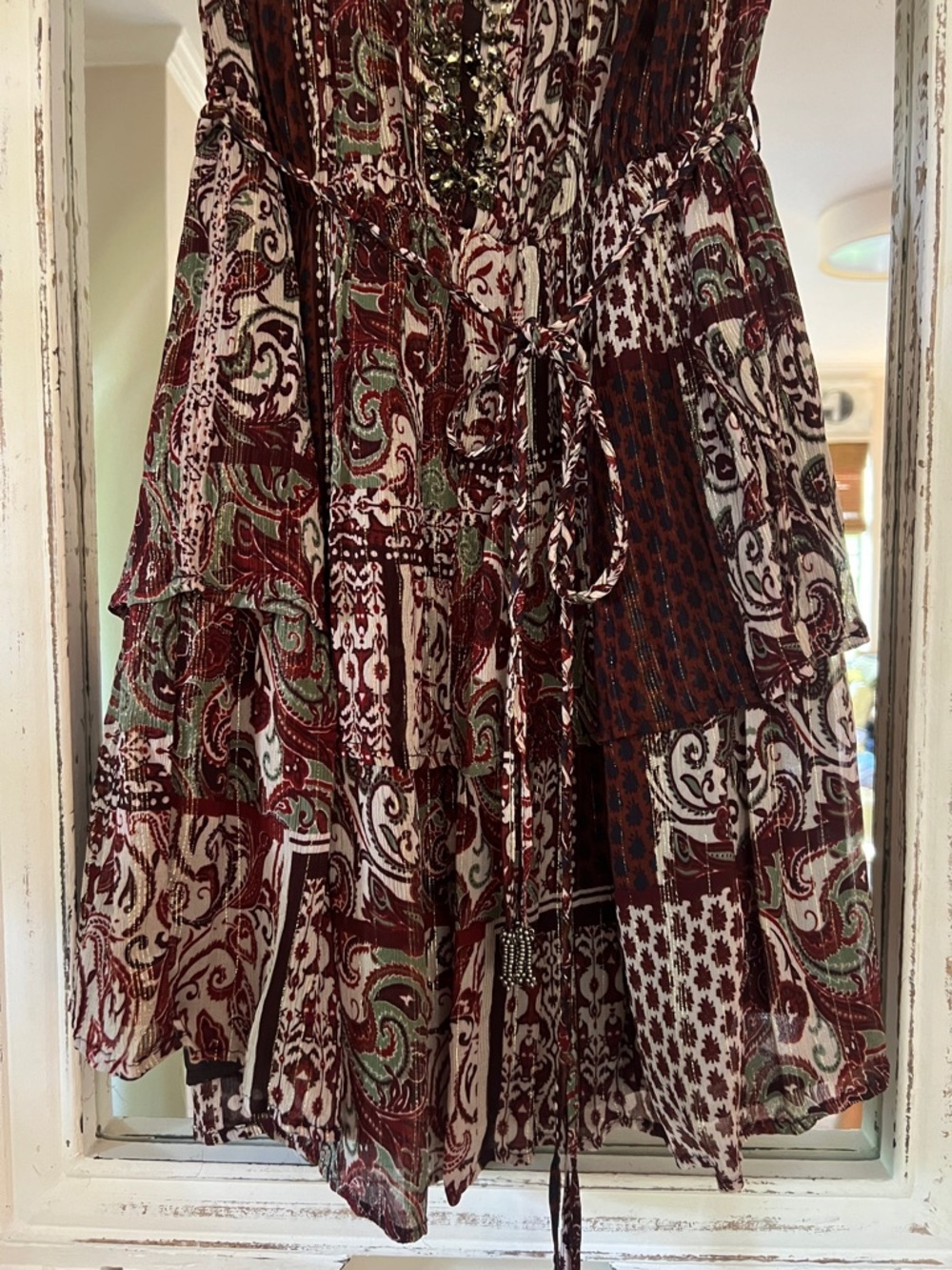 Zara beaded, printed, metallic thread dress - Picture 3 of 5